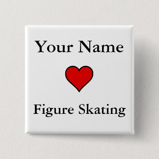(Your Name) Hearts Figure Skating 15 Cm Square Badge