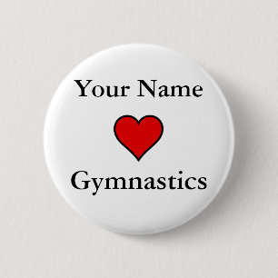 (Your Name) Hearts Gymnastics 6 Cm Round Badge