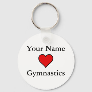 (Your Name) Hearts Gymnastics Key Ring