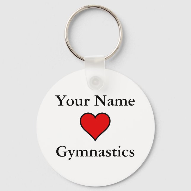 (Your Name) Hearts Gymnastics Key Ring (Front)