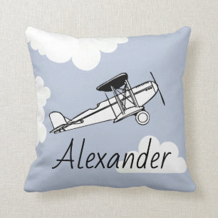 Your Name Here Airplane Clouds Pillow
