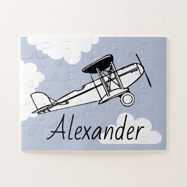 Your Name Here Airplane Clouds Puzzle (Horizontal)