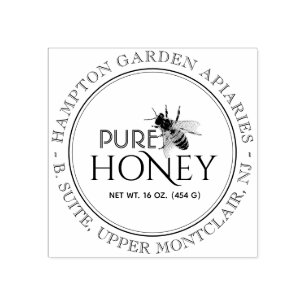Your Name Here Bee Editable Honey Jar Label Stamp