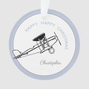 Your Name Here Boy Aeroplane Christmas Ornament