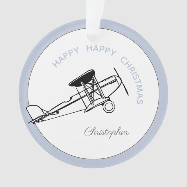 Your Name Here Boy Aeroplane Christmas Ornament (Front)