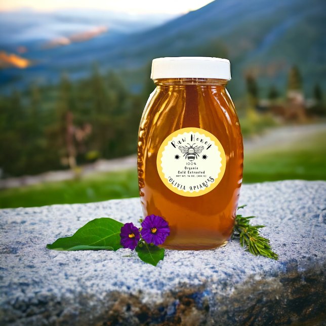 Your Name Here Custom Editable Minimal Honey Jar Classic Round Sticker (Creator Uploaded)