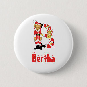 Your Name Here! Custom Letter B Teddy Bear Santas 6 Cm Round Badge