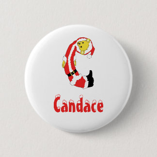Your Name Here! Custom Letter C Teddy Bear Santas 6 Cm Round Badge