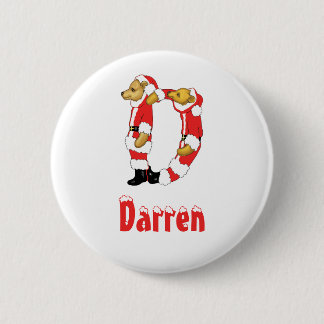 Your Name Here! Custom Letter D Teddy Bear Santas 6 Cm Round Badge