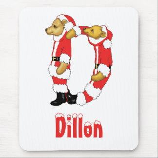 Your Name Here! Custom Letter D Teddy Bear Santas Mouse Mat