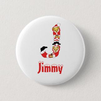 Your Name Here! Custom Letter J Teddy Bear Santas 6 Cm Round Badge