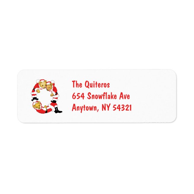 Your Name Here! Custom Letter Q Teddy Bear Santas (Front)