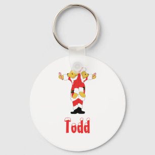 Your Name Here! Custom Letter T Teddy Bear Santas Key Ring