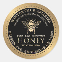 Your Name Here Editable Gold Bee Honey on Black