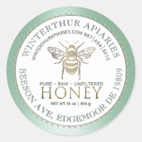 Your Name Here Editable Green Honey Jar Bee Label