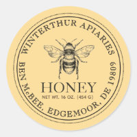 Your Name Here Editable White Honey Jar Bee Label