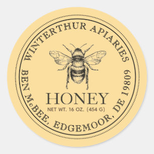 Your Name Here Editable White Honey Jar Bee Label