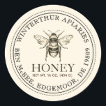 Your Name Here Editable White Honey Jar Bee Label<br><div class="desc">This ivory label has editable fields to comply with the requirements listed by the National Honey Board: the word honey, your business name, personal name, address, and net weight of honey in grams and ounces must be included if you sell your honey. Includes vintage bee illustration and double border. Common...</div>