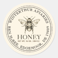 Your Name Here Editable White Honey Jar Bee Label
