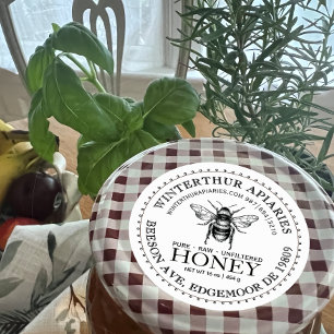 Your Name Here Editable White Honey Jar Bee Label