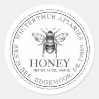 Your Name Here Editable White Honey Jar Bee Label
