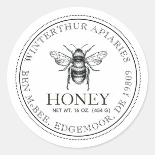 Your Name Here Editable White Honey Jar Bee Label