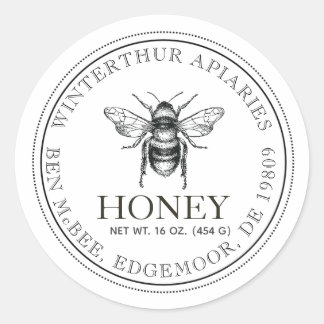 Your Name Here Editable White Honey Jar Bee Label