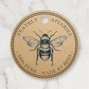 Your Name Here Kraft Vintage Honey Jar Lid Tag