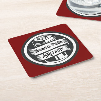 Your Name Here Logo Brewery Theme Square Paper Coaster