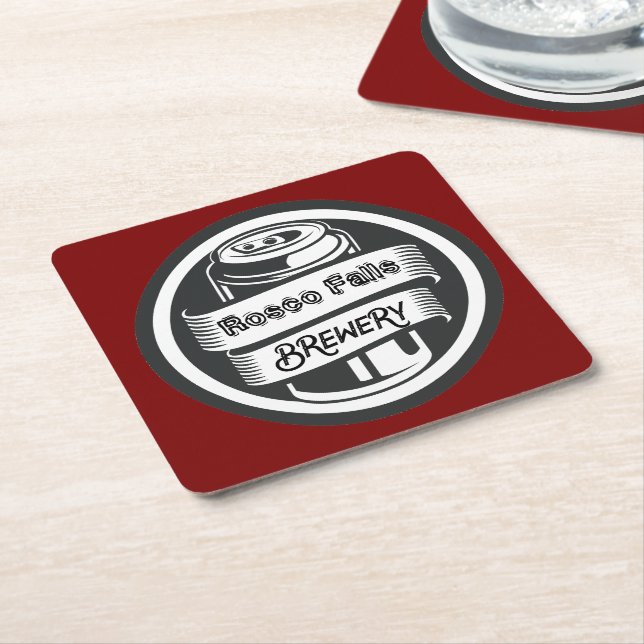Your Name Here Logo Brewery Theme Square Paper Coaster (Angled)