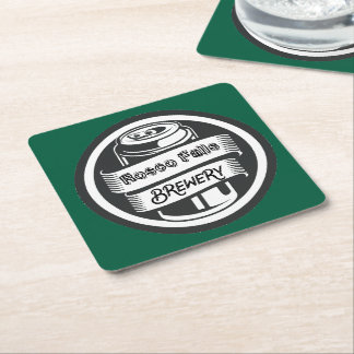 Your Name Here Logo Brewery Theme Square Paper Coaster