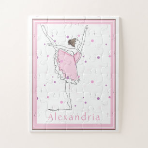 Your Name Here Pink Ballerina Polka Dot Puzzle