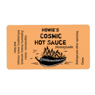 Your Name Hot Sauce Woodcut Flaming Chilli Pepper