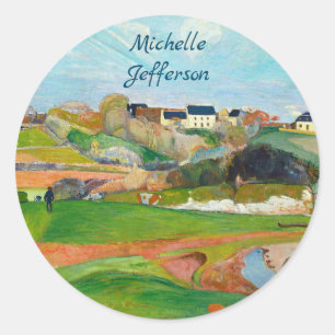 Your Name Impressionist Pastoral Painting Gauguin Classic Round Sticker