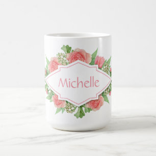 Your Name in a Flower Frame mugs
