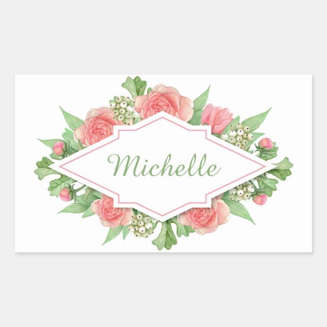 Your Name in a Flower Frame stickers (Front)