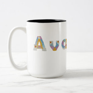 Your name in artsy floral letters / Ava Two-Tone C Coffee Mug