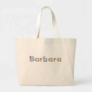 Your name in artsy floral letters / Barbara Large Tote Bag