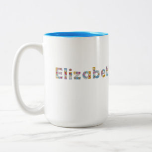 Your name in artsy floral letters / Elizabeth Two Two-Tone Coffee Mug