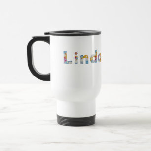 Your name in artsy floral letters / Linda Travel Mug