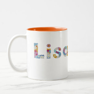 Your name in artsy floral letters / Lisa Two-Tone Coffee Mug