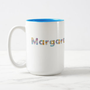 Your name in artsy floral letters / Margaret Two-T Two-Tone Coffee Mug