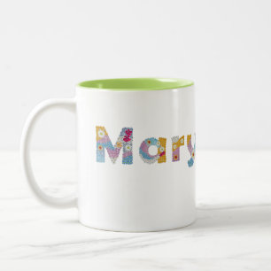 Your name in artsy floral letters / Mary Two-Tone Coffee Mug