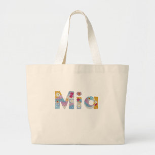 Your name in artsy floral letters / Mia Large Tote Bag