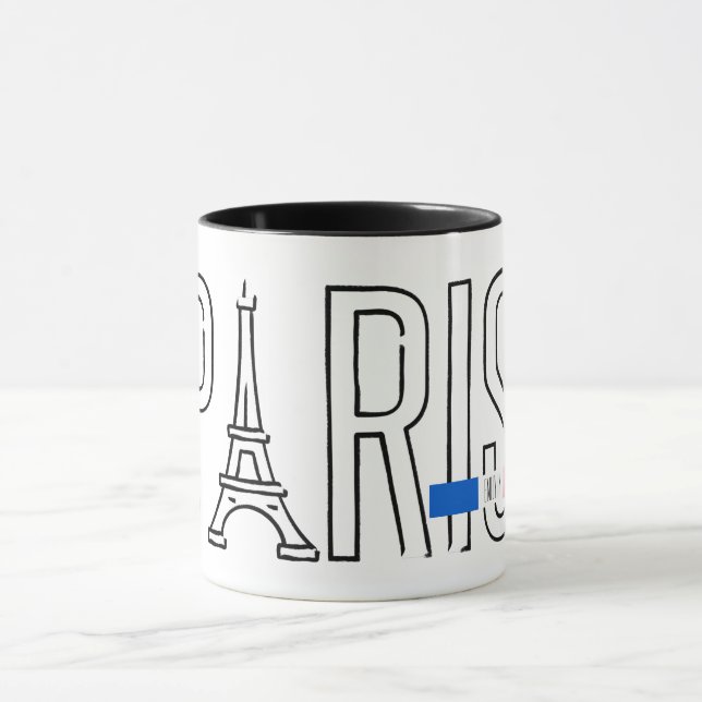 [your name] in Paris - Eiffel Tower typography Mug (Center)