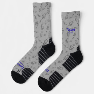 Your name in space with rockets socks