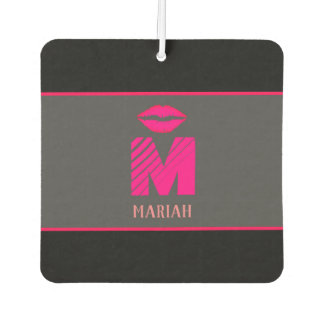 YOUR NAME & INITIAL pink kisses auto decor Car Air Freshener