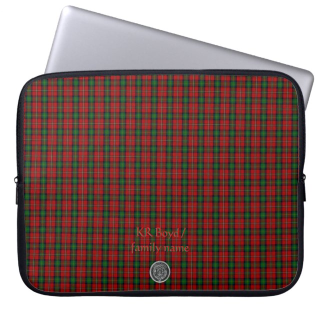 Your name / initials on Boyd Clan Family Tartan Laptop Sleeve (Front)