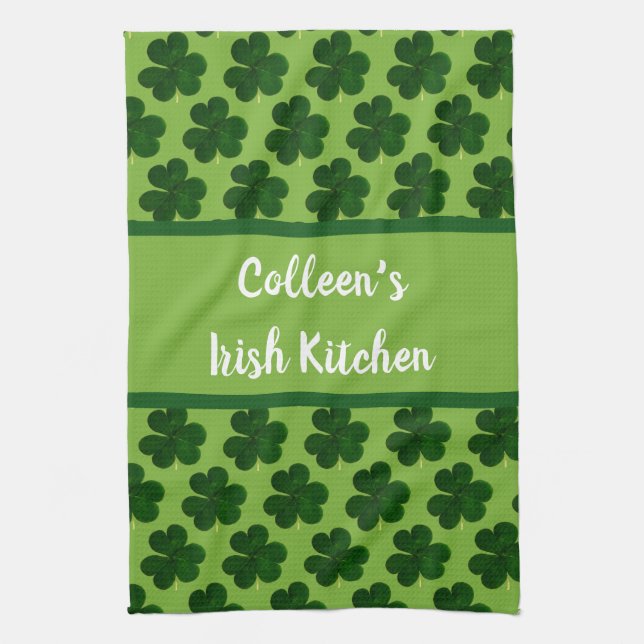 Your Name Irish Kitchen St Patrick's Day Tea Towel (Vertical)