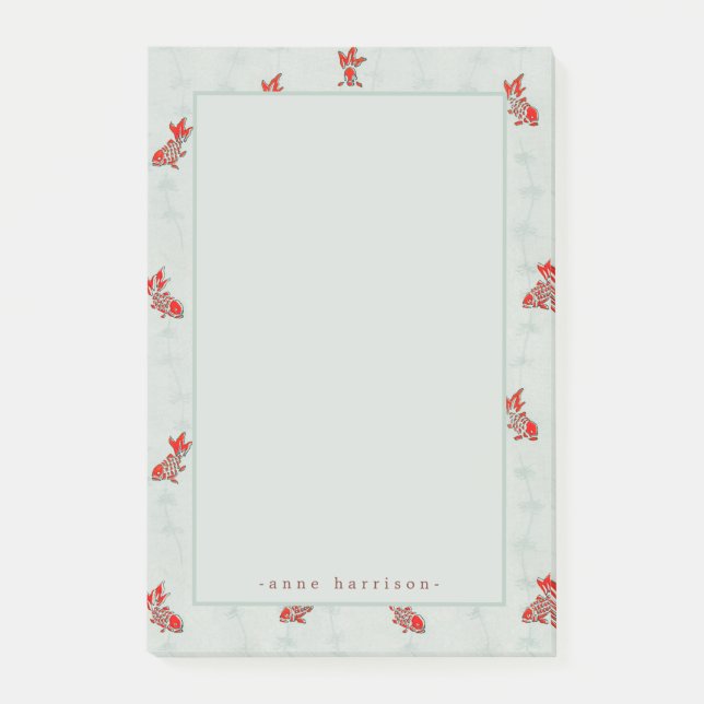 Your Name Japanese Woodblock Goldfish Koi Post-it Notes (Front)